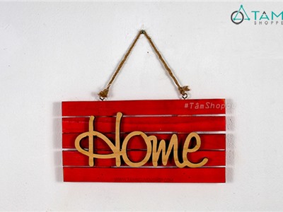Bảng gỗ HOME nền sọc đỏ