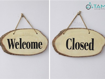 Bảng treo lát cắt 2 mặt welcome/ closed