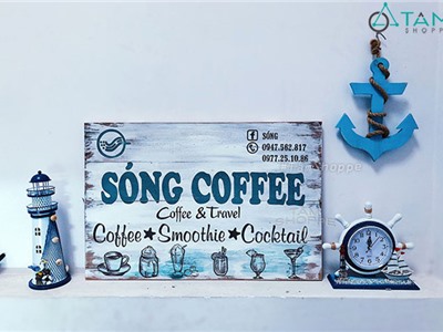 Bảng hiệu Handmade độc đáo Cafe Sóng Kích thước 60x40cm