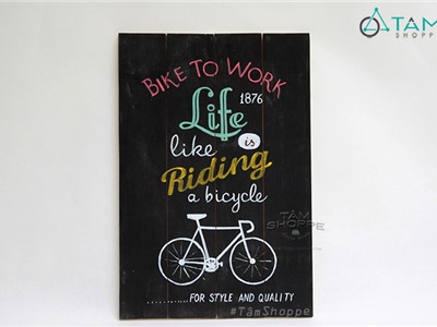 Tranh gỗ vẽ tay Vintage Bicycle Life Số 3
