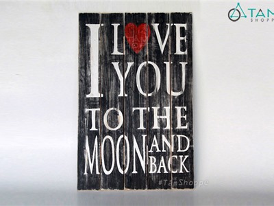 Tranh gỗ Vintage chữ I Love You