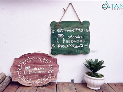 Bảng gỗ treo cửa GÓC SÁCH