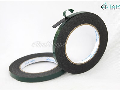 Băng keo 2 mặt xốp xanh đen siêu dính bản 1cm cuộn 6m DCHM-BK-02