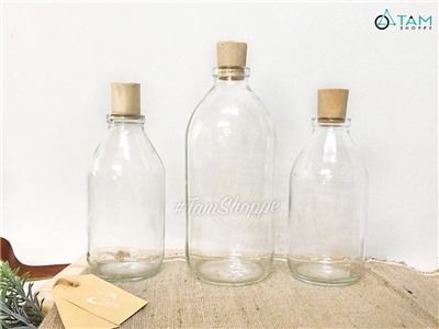 Chai thủy tinh nút bần thân tròn dáng bom 300-500ml CLTT-CHAI-01