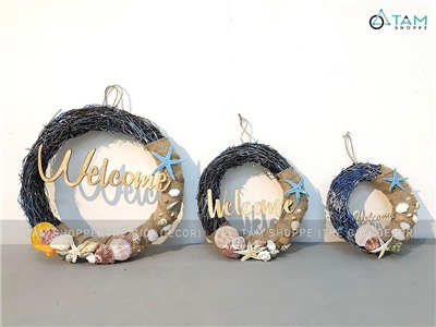 Vòng treo cửa welcome chủ đề biển nửa vòng vải bố VTC-PCB-01