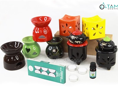 Combo: 01 đèn đốt nến + 01 vỉ nến 10 viên 4h + 01 tinh dầu 10ml (được chọn mùi) DDTD-COMBO-01