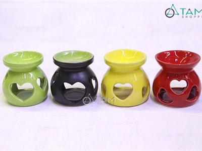Đèn đốt tinh dầu trầm tim màu DDTD-GOM-04