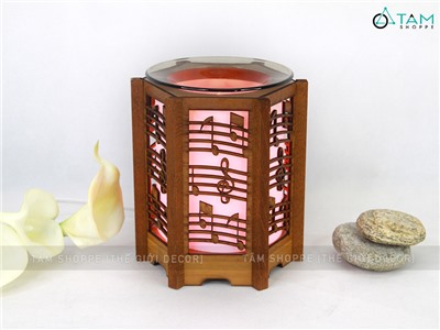 Đèn xông tinh dầu gỗ nốt nhạc vui [Tặng bóng đèn] DXTDD-M0292