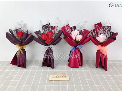 Bó hoa hồng sáp kiểu hoa cưới 1-3 bông [ Tặng 8-3 - sinh nhật - valentine ]