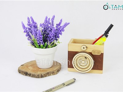Chậu hoa lavender giả đề bàn hoa xốp chậu trắng CHDB-104