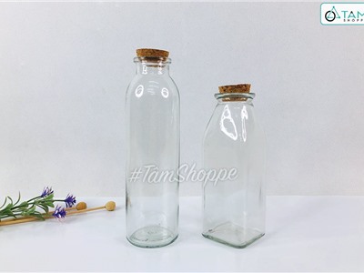 Chai thủy tinh nút bần trụ vuông và tròn CLTT-01