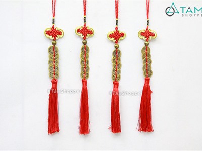 Dây đồng tiền kim loại treo trang trí Tết D33cm T-ĐTIEN-02