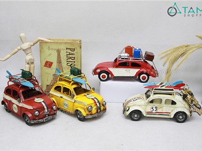 Mô hình xe ô tô bằng sắt cổ điển dài 20cm phong cách biển MHS-XE-11