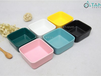 Chén nước chấm gốm vuông trơn màu Nordic Style