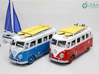 Mô hình xe bus cổ điển 02 ván trượt D30cm Volkswagen bằng sắt MHS-XE-07