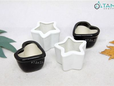 Chậu gốm mini tim sao ĐK6cm nhiều màu CE-CGMN-05