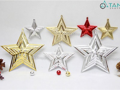 Ngôi sao rỗng ánh kim treo trang trí bằng nhựa nhiều cỡ X-SAO-06
