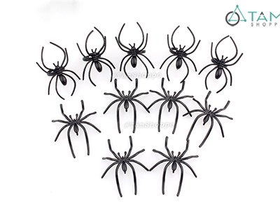 Set 10 con nhện giả trang trí màu đen tăm nhí
