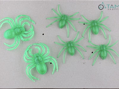 Set 06 con nhện giả trang trí màu xanh lá lớn nhỏ