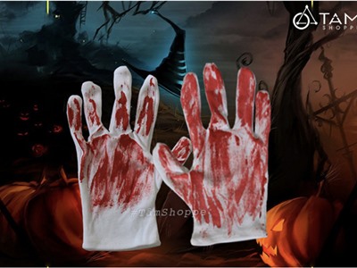 Cặp 02 cái găng tay dính máu hóa trang Halloween