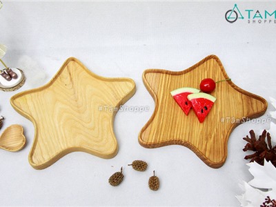 Khay gỗ hình ngôi sao 05 cánh ĐK22cm W-KHAY-31