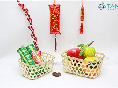 Khay tre đan mắt cáo đơn giản nhiều cỡ T-MTRN-10