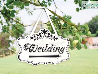 Bảng gỗ chỉ đường đám cưới Wedding đám mây trắng đen trang trí cưới TTC-18