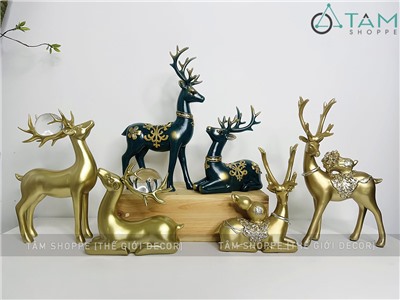Cặp hươu tài lộc trang trí cao cấp nhiều kiểu [Tinh xảo - Chuẩn đẹp] TCV-HUOU-03