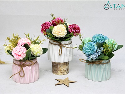 Chậu hoa nhỏ để bàn tú cầu chậu khía F-CHĐB-102