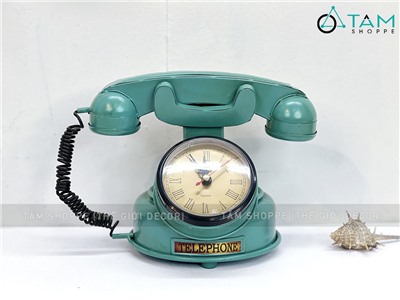 Đồng hồ để bàn mô hình điện thoại cổ điển phong cách biển [Kim loại - tặng Pin] DONGHO-04