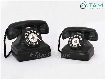 Mô hình điện thoại quay số màu đen cổ điển (Tay cầm dính) MHVT-Đ.TH-01
