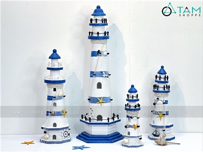 Mô hình ngọn hải đăng gỗ trang trí 4 cỡ [Chuẩn đẹp - Cao 23-57cm] HAIDANG-01