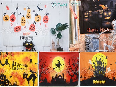 Tranh vải Halloween treo tường nhiều kiểu 130x150cm TRANH-21
