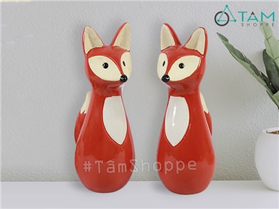 Tượng con cáo đỏ bằng gốm cao 30cm TCV-CAO-01