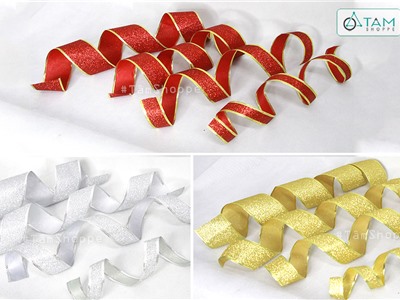 Ruy băng kim tuyến viền kẽm nhiều màu nhiều cỡ (Cuộn 3m) RB-07