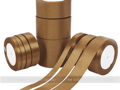  Ruy băng màu đồng vải lụa satin [Nhiều cỡ - Cuộn 22m] RUYBANG-16