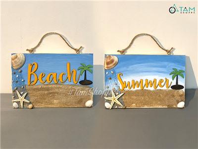 Bảng treo cửa Beach Summer bãi biển cây dừa BTCK-PCB-01