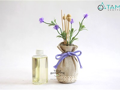 Bộ tinh dầu tự khuếch tán lọ vải Vintage hoa tím 100ml
