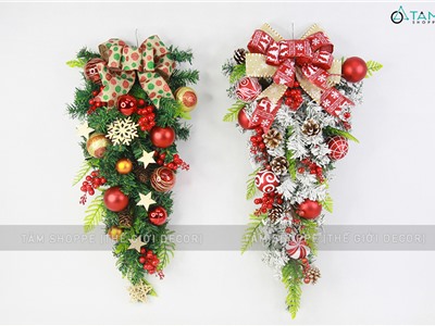Cành thông treo Noel 2 loại lá full phụ kiện D60cm CTHTR-X-02