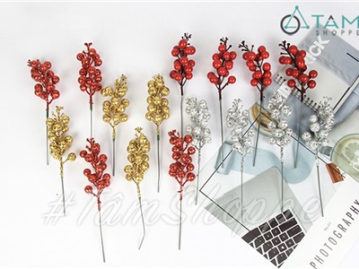 Set 06 cành trái Cherry trang trí D20cm cùng màu X-PKHM-01