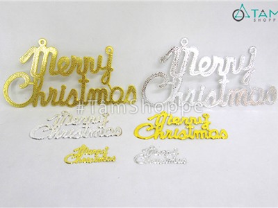 Chữ merry christmas nhựa ánh kim nét thường cách điệu
