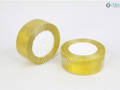 Cuộn ruy băng vải kim tuyến vàng Gold  PK-RB-11