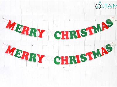 Dây chữ Merry Christmas vải nỉ Đỏ - Xanh lá 2m DCT-M.CH-01