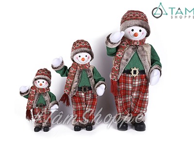 Người tuyết Vintage mặt cười vẫy tay nhiều cỡ 30-45-60cm X-VNHB-16