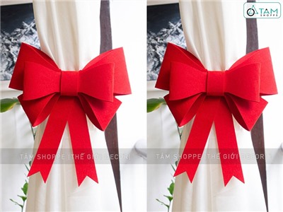 Nơ đỏ vải nỉ cứng cỡ lớn [Cắt sẵn - tự ghép dễ dàng] PKHM-NO-03