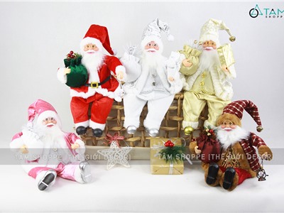 Ông già Noel vải kiểu ngồi 5 màu C30cm OGN-MH-01