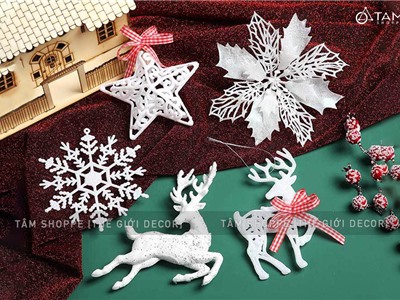 Phụ kiện treo Noel trắng nhủ 5 kiểu Bắc Âu X-PKTCT-77