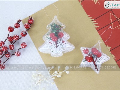  Phụ kiện trong suốt sao thông có tuyết trang trí sẵn X-PKTCT-80