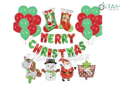 Set trang trí Noel 2 vớ 4 icon tông Xanh lá - Đỏ SNE-GSTS002