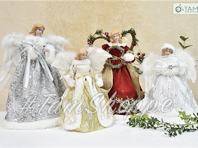 Mô hình thiên thần trang trí váy xòe cao cấp có chóp gắn đỉnh cây thông